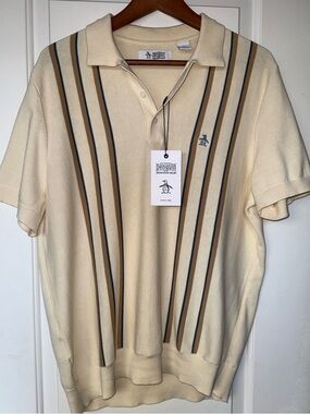 Original Penguin NWT Vertical Stripe Mod Sweater Polo - Reflecting Pond Colorway